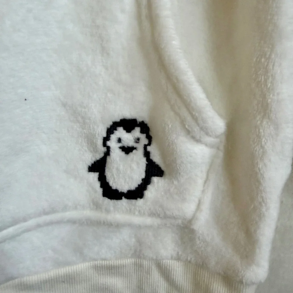 Joyspun Kids NWT Plush Penguin Pajama Top White Girls Sz M 8-10 Soft Loungewear